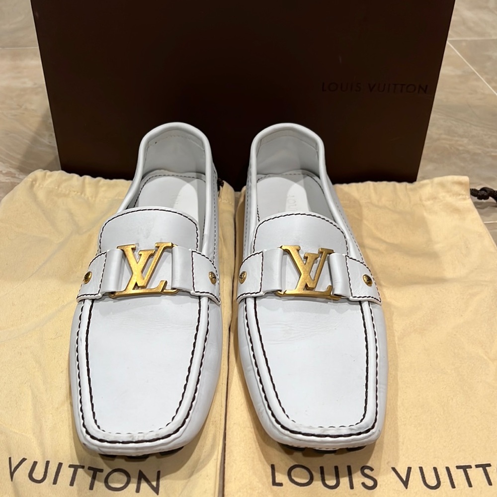 Authentic Louis Vuitton White Monte Carlo Loafers